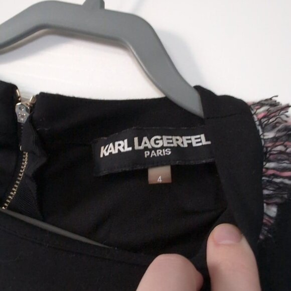 Karl Lagerfeld Preppy Old Money Barbie Two Tone Colorblock Tweed Shift Dress 4 - Picture 6 of 10